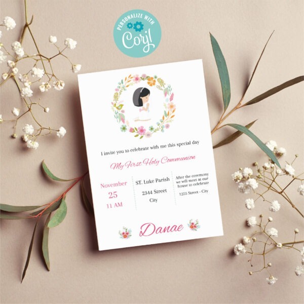 Simple Classical Communion Card Editable